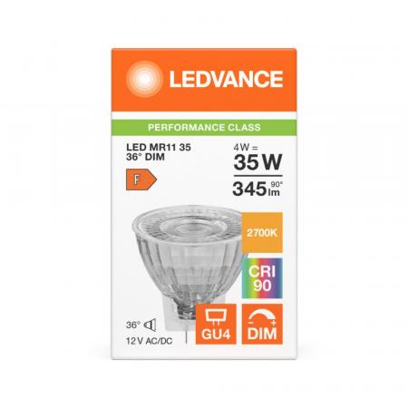 Ledvance GU4 MR11 36° 4.5W wie 35W warmweißer LED-Reflektor dimmbar 12V - hohe Farbwiedergabe 90Ra